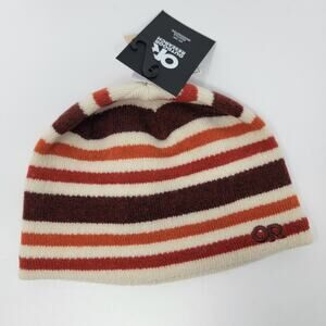 Outdoor Research Beanie Spitsbergen Windstopper Lambswool Knit Stripe Orange Tan